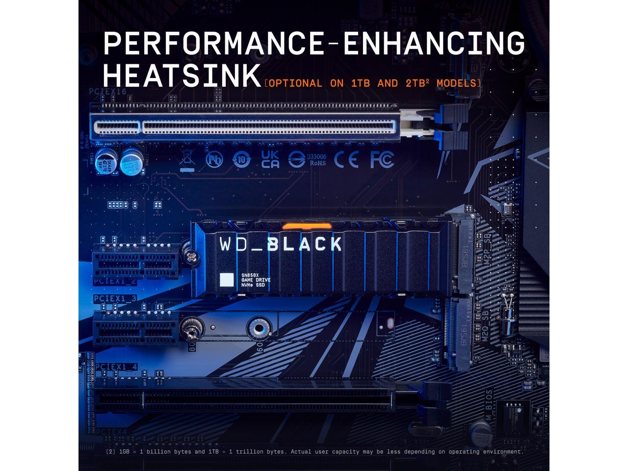 WESTERN DIGITAL BLACK SN850X NVME SSD M.2 1TB W/HEAT SINK thumbnail 2
