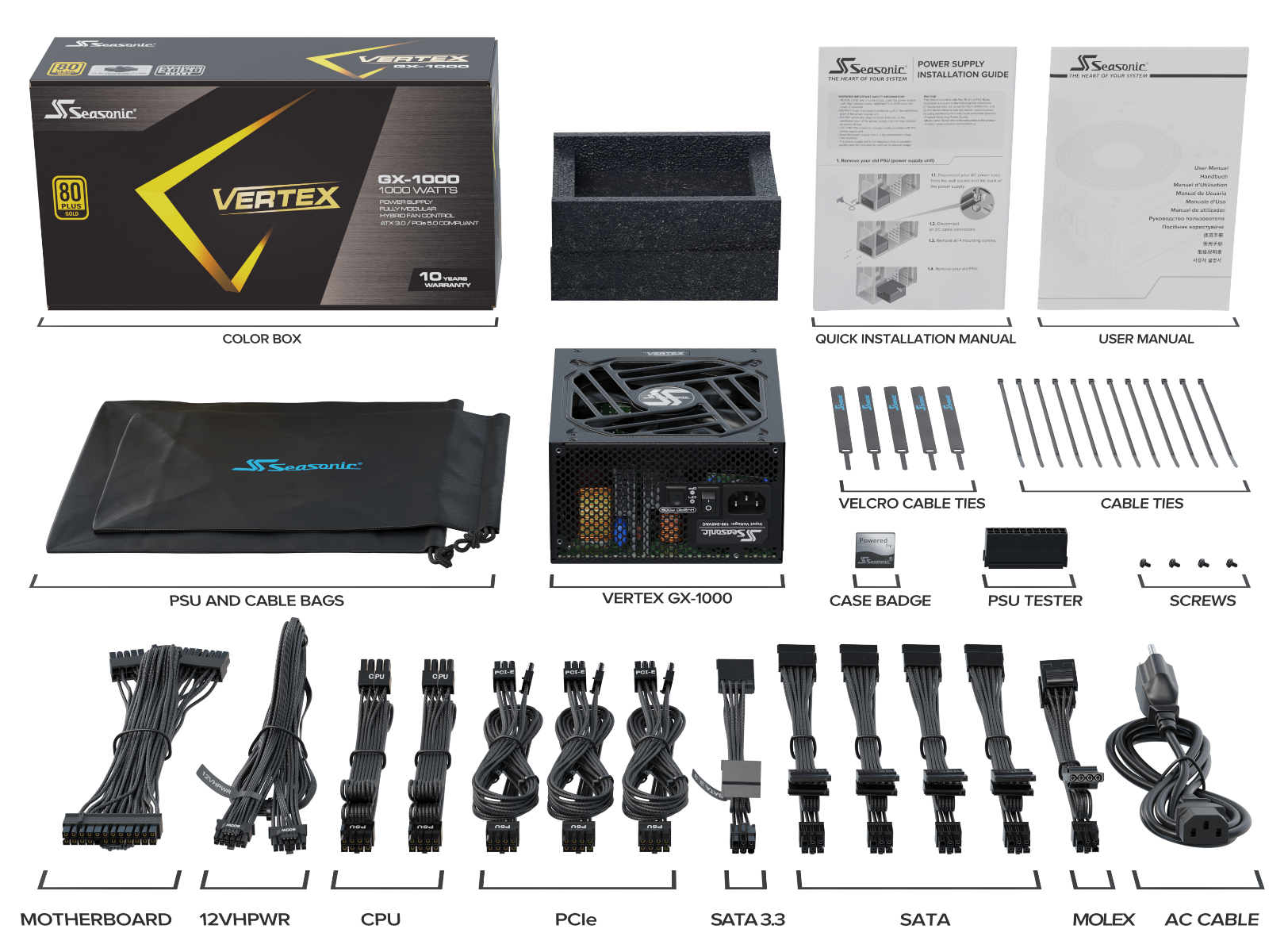 SEASONIC VERTEX 80 PLUS GOLD GX1000 1000W PSU thumbnail 8