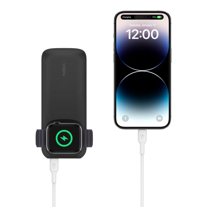 BELKIN 10K POWER BANK W/APPLE WATCH FAST CHARGER BLACK thumbnail 3