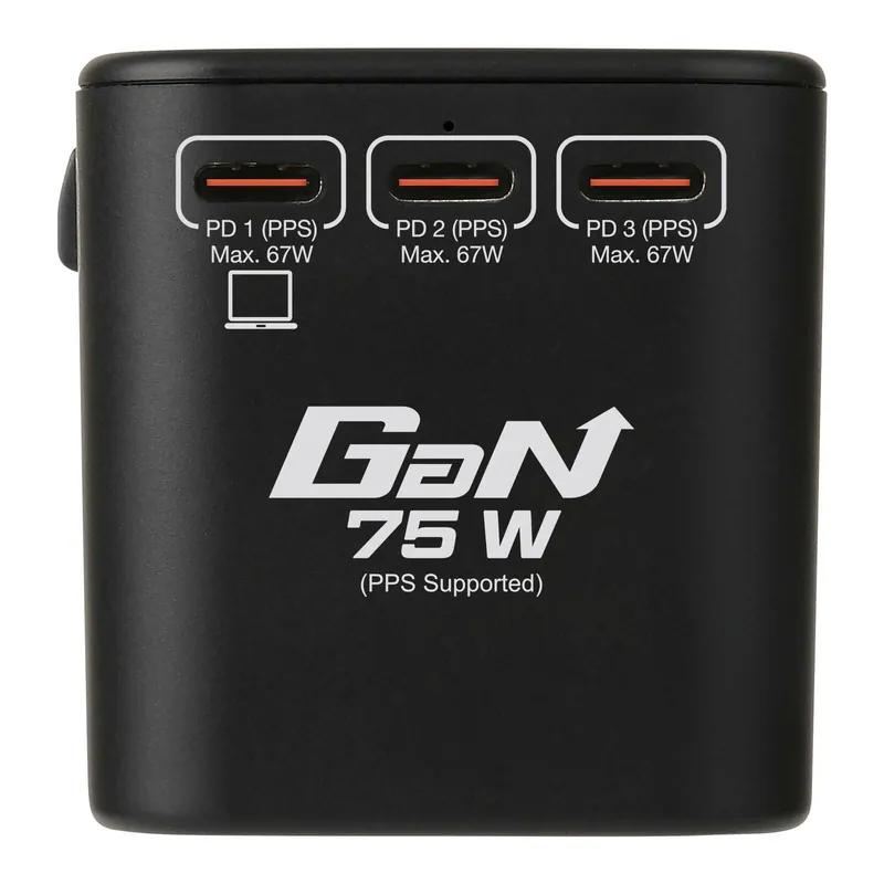 VERBATIM 5 Port 75W PD 3.0 & QC 3.0 GaN  通用旅行轉插(黑色) thumbnail 4