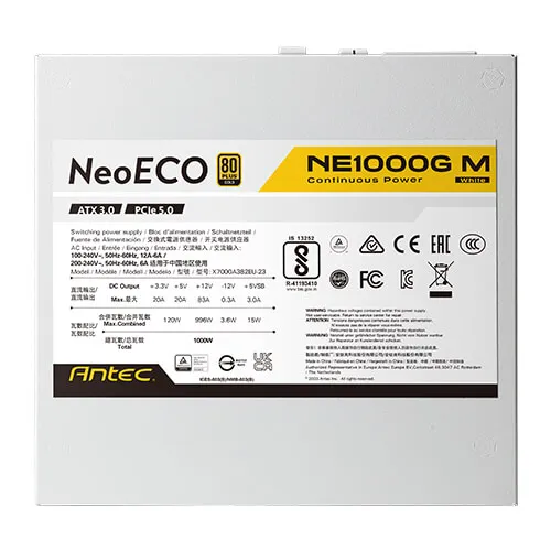 ANTEC NE1000G M GB PSU GOLD MODUALR ATX3.0 (WHITE) thumbnail 8