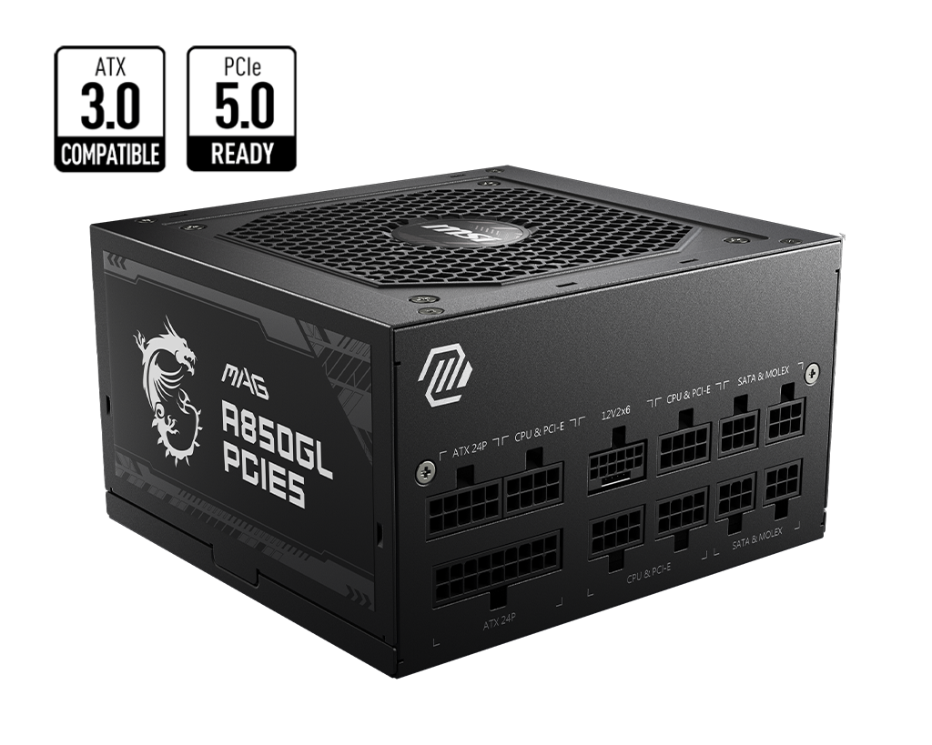 MSI MAG A850GL PCIE5 80+ GOLD WHITE thumbnail 4