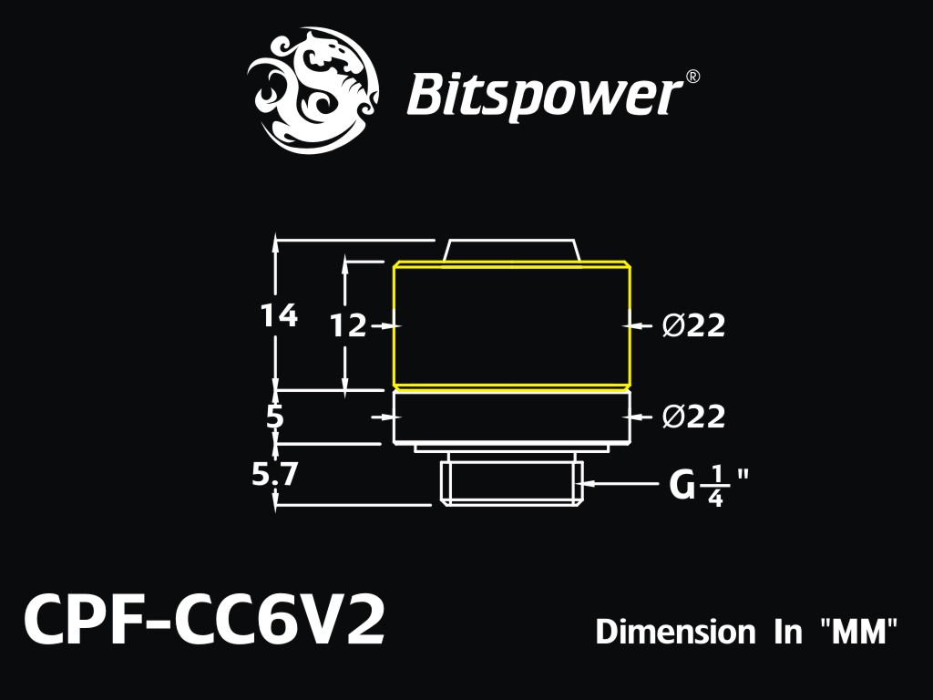 BITSPOWER G1/4"SILVER COMPRESSION FITTING CC6V2 ID7/16"OD5/8 thumbnail 3