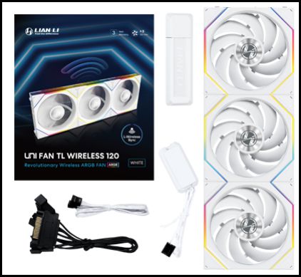 LIAN LI 120MM UNI FAN 12TL LED WIRELESS WHITE (3PACK) thumbnail 2
