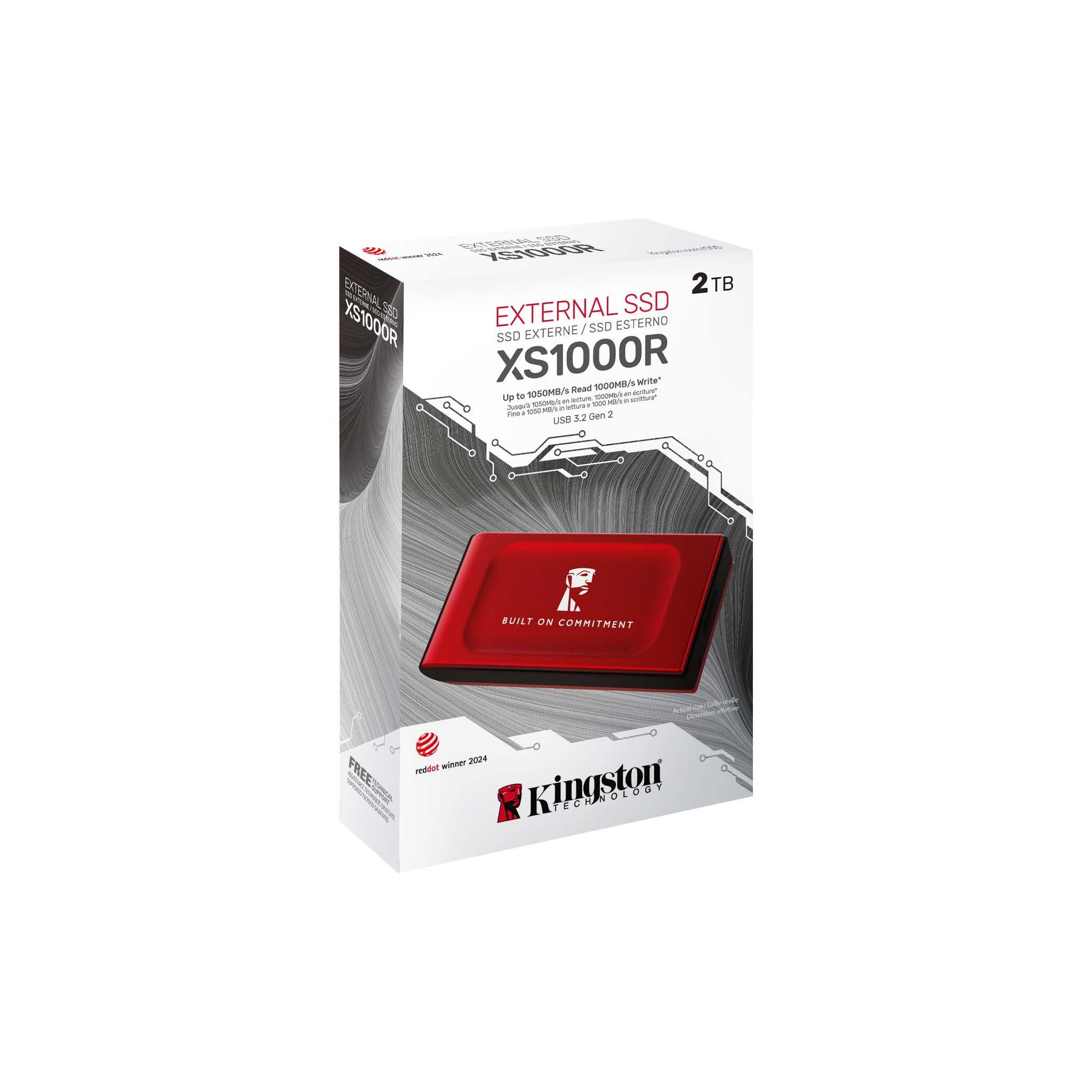 2TB XS1000 RED USB3.2 GEN 2 EXTERNAL SSD