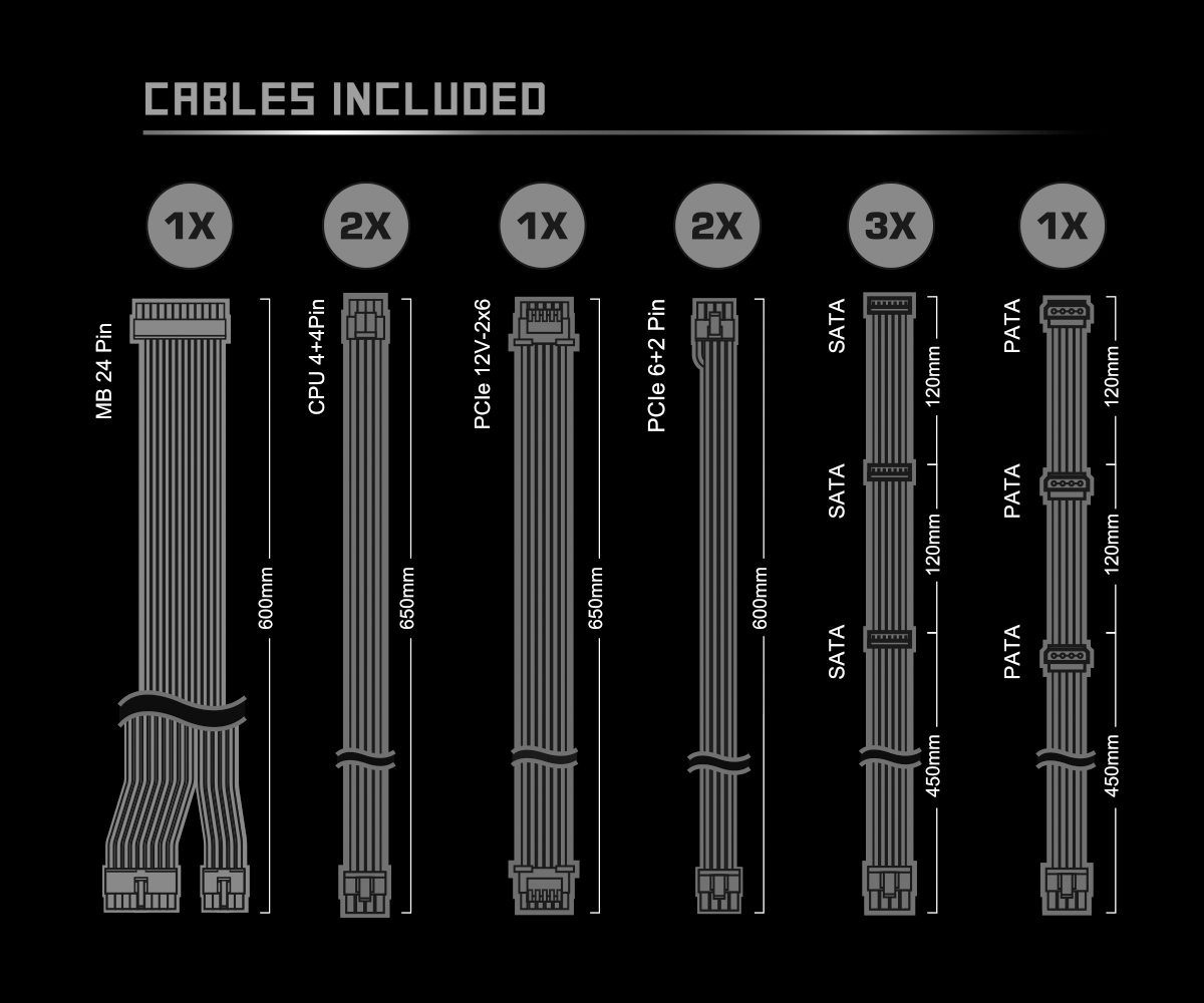 STEEL LEGEND 750W GOLD ATX 3.1 PSU BLACK thumbnail 7