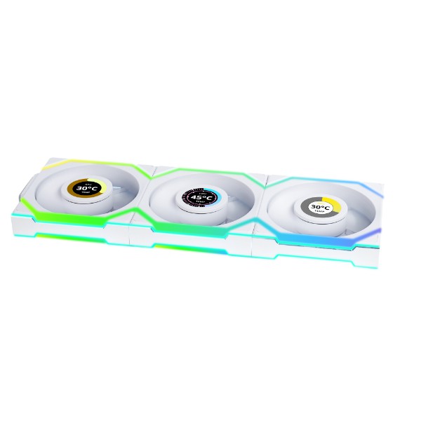 LIAN LI 120MM UNI FAN 12SL LCD WIRELESS WHITE (3PACK) thumbnail 6
