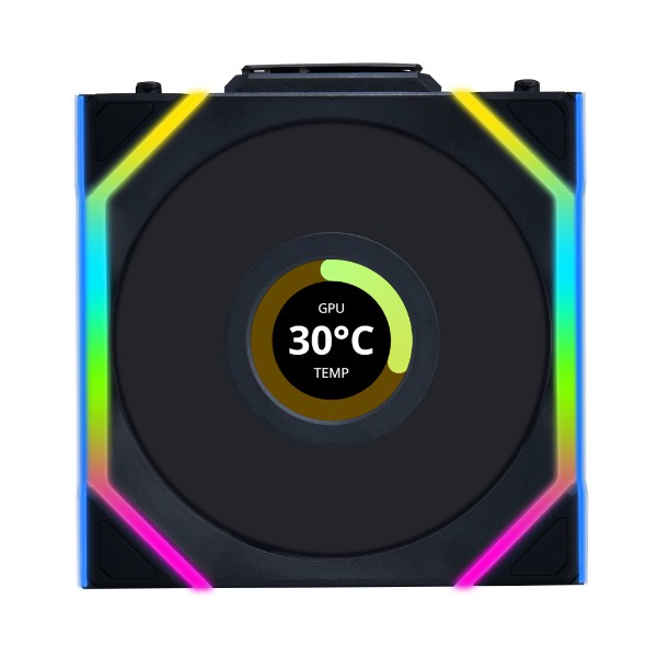 LIAN LI 120MM UNI FAN R12SL LCD REVERSE WIRELESS BK(3PACK) thumbnail 3