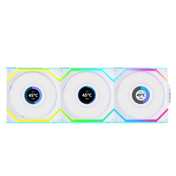 LIAN LI 120MM UNI FAN R12SL LCD REVERSE WIRELESS WH(3PACK) thumbnail 4