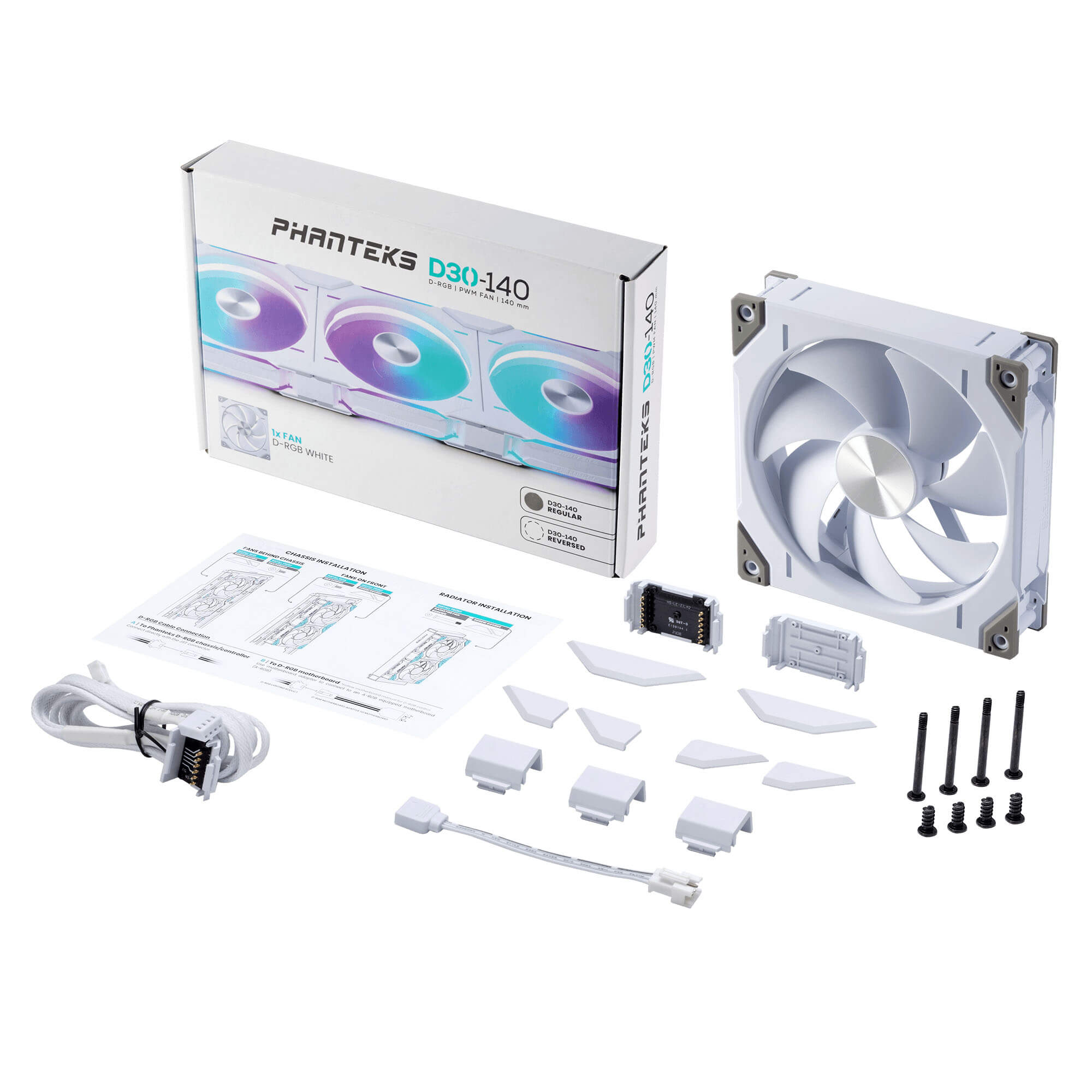PHANTEKS D30 140MM PWM FAN REGULAR DRGB WHITE (1-PACK) thumbnail 8