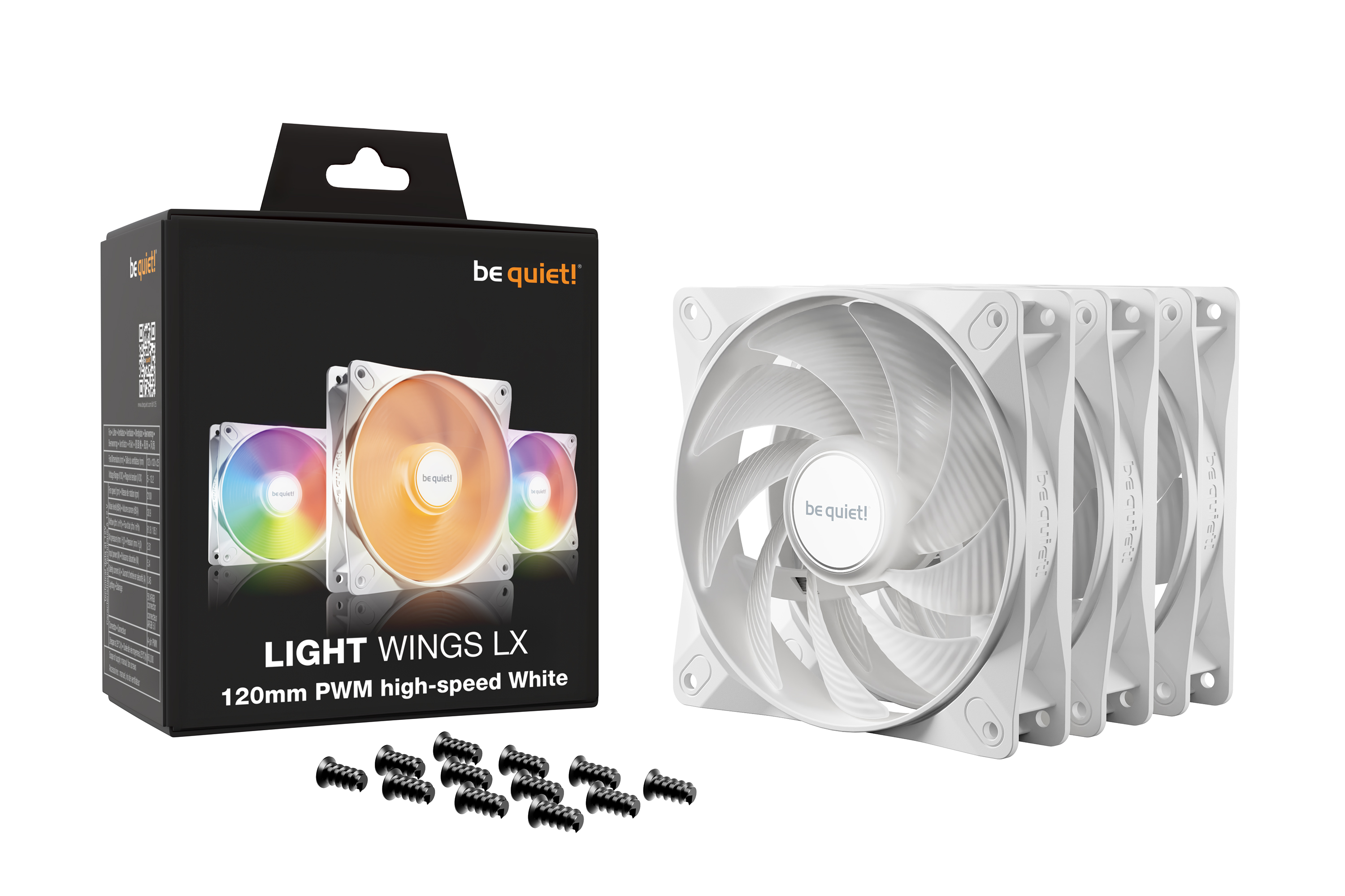 BE QUIET! LIGHT WINGS LX 120MM PWM HIGH-SPEED WH 3-PK(BL125) thumbnail 3