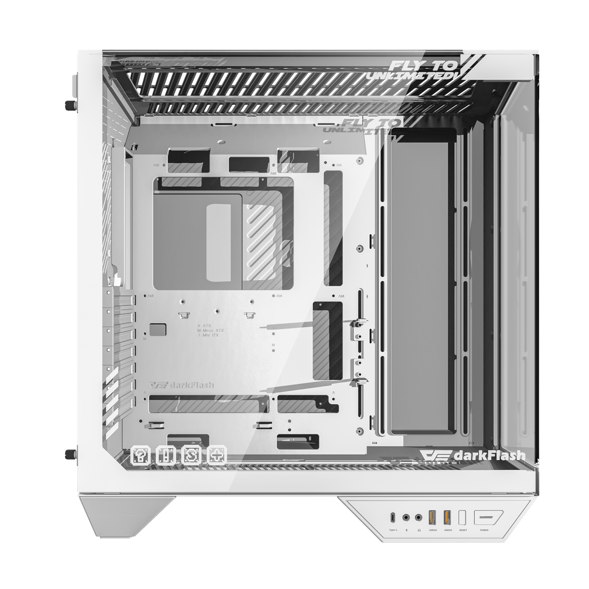 DARKFLASH DY470 WITH 4 ARGB FANS ATX CASE WHITE thumbnail 3