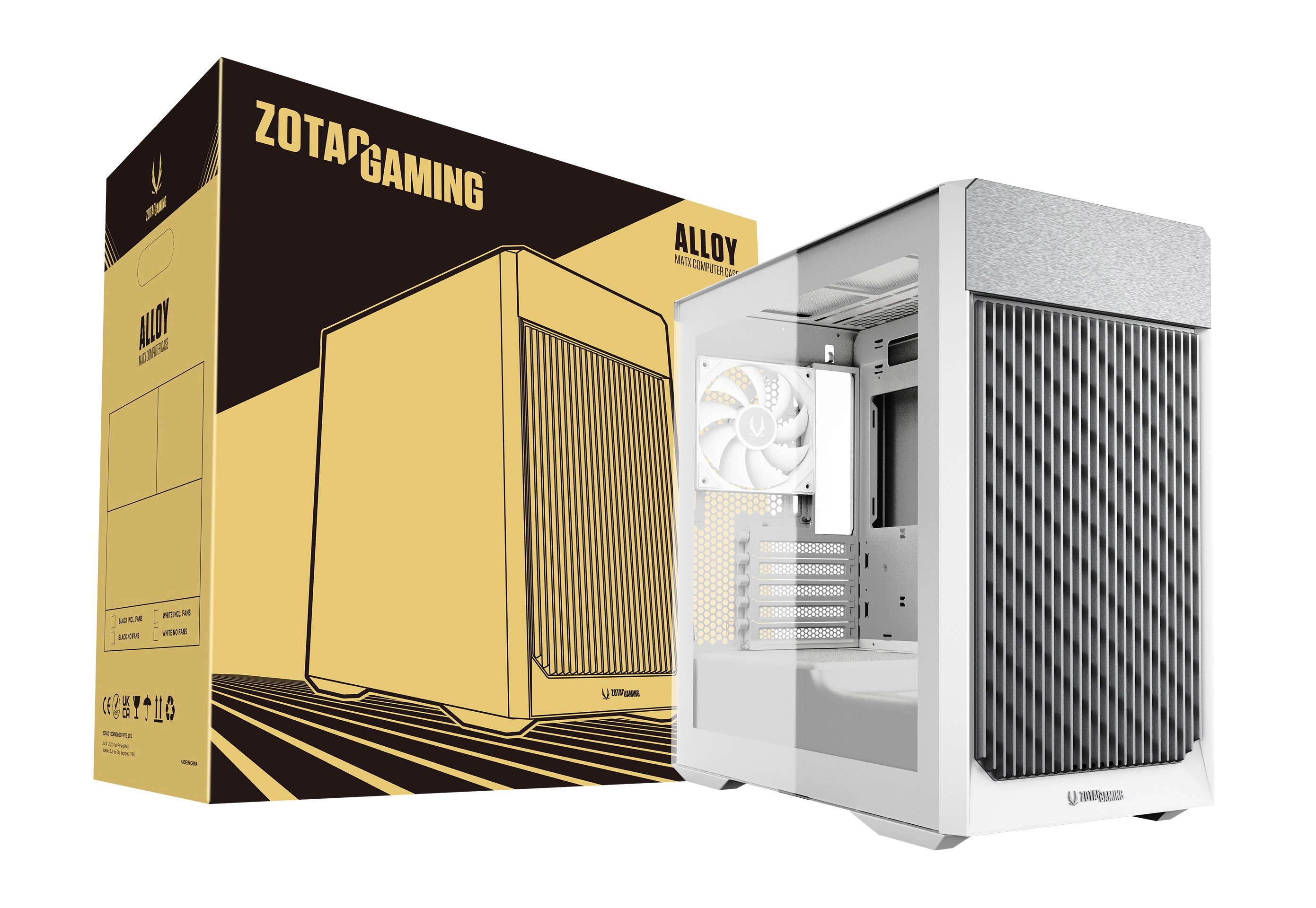 ZOTAC ALLOY MATX CASE W/3 FANS WHITE/SILVER