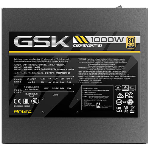 ANTEC GSK1000 GB ATX3.1 GOLD PSU thumbnail 11