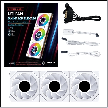 LIAN LI UNI FAN SL-INF LCD FLEX 120 REVERSE BLADE*3 WHITE thumbnail 7