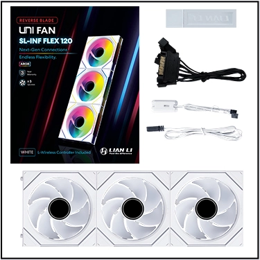 LIAN LI UNI FAN SL-INF FLEX 120 REVERSE BLADE*3 WHITE thumbnail 7