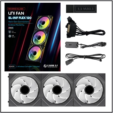 LIAN LI UNI FAN SL-INF FLEX 120 REVERSE BLADE*3 BLACK thumbnail 7