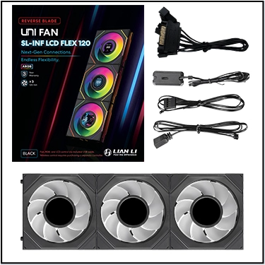 LIAN LI UNI FAN SL-INF LCD FLEX 120 REVERSE BLADE*3 BLACK thumbnail 7