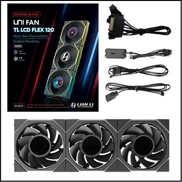 LIAN LI UNI FAN TL LCD FLEX REVERSE BLADE WIRELESS*3 BLACK thumbnail 3