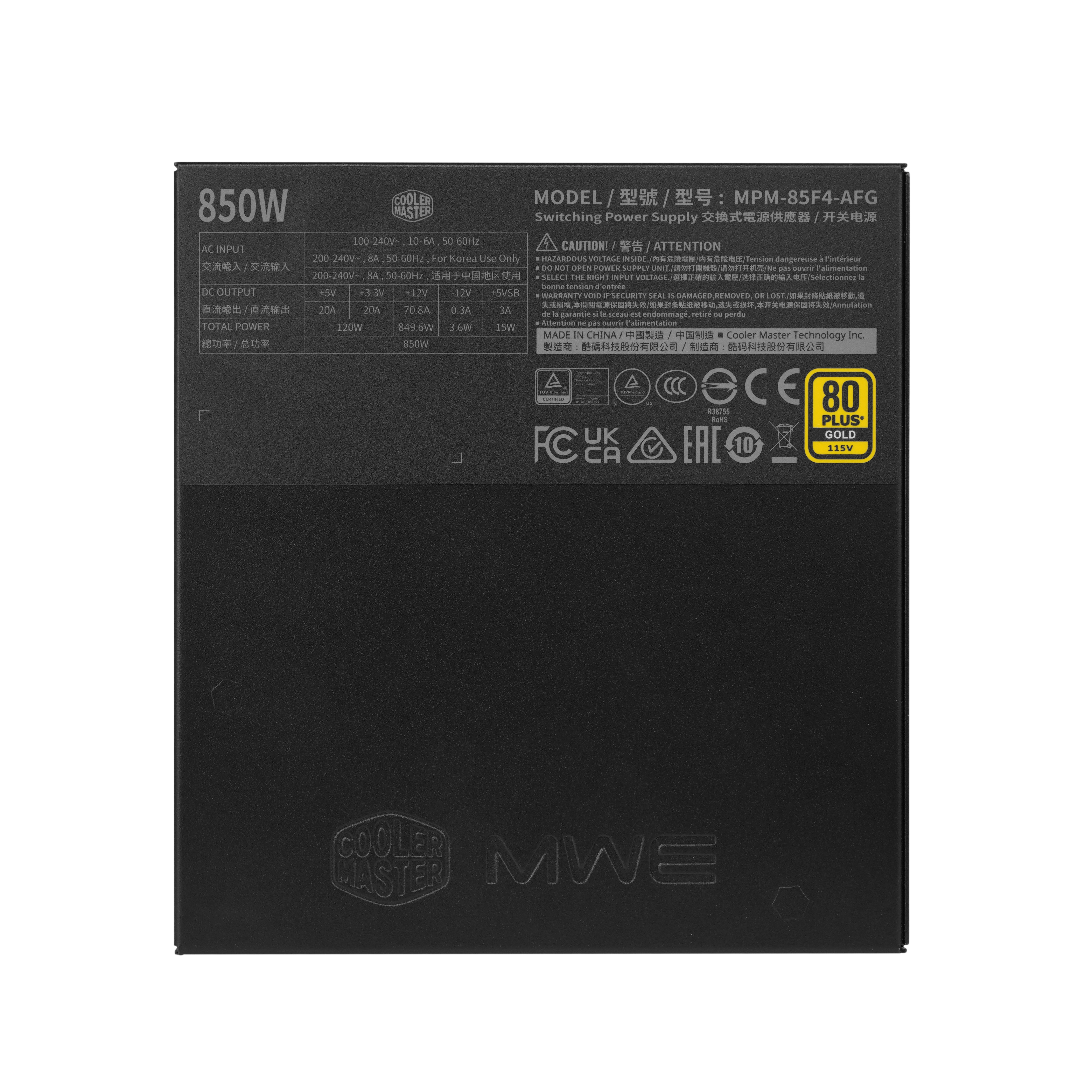 Cooler Master PSU MWE GOLD 850W V4 FULL MODULAR thumbnail 5